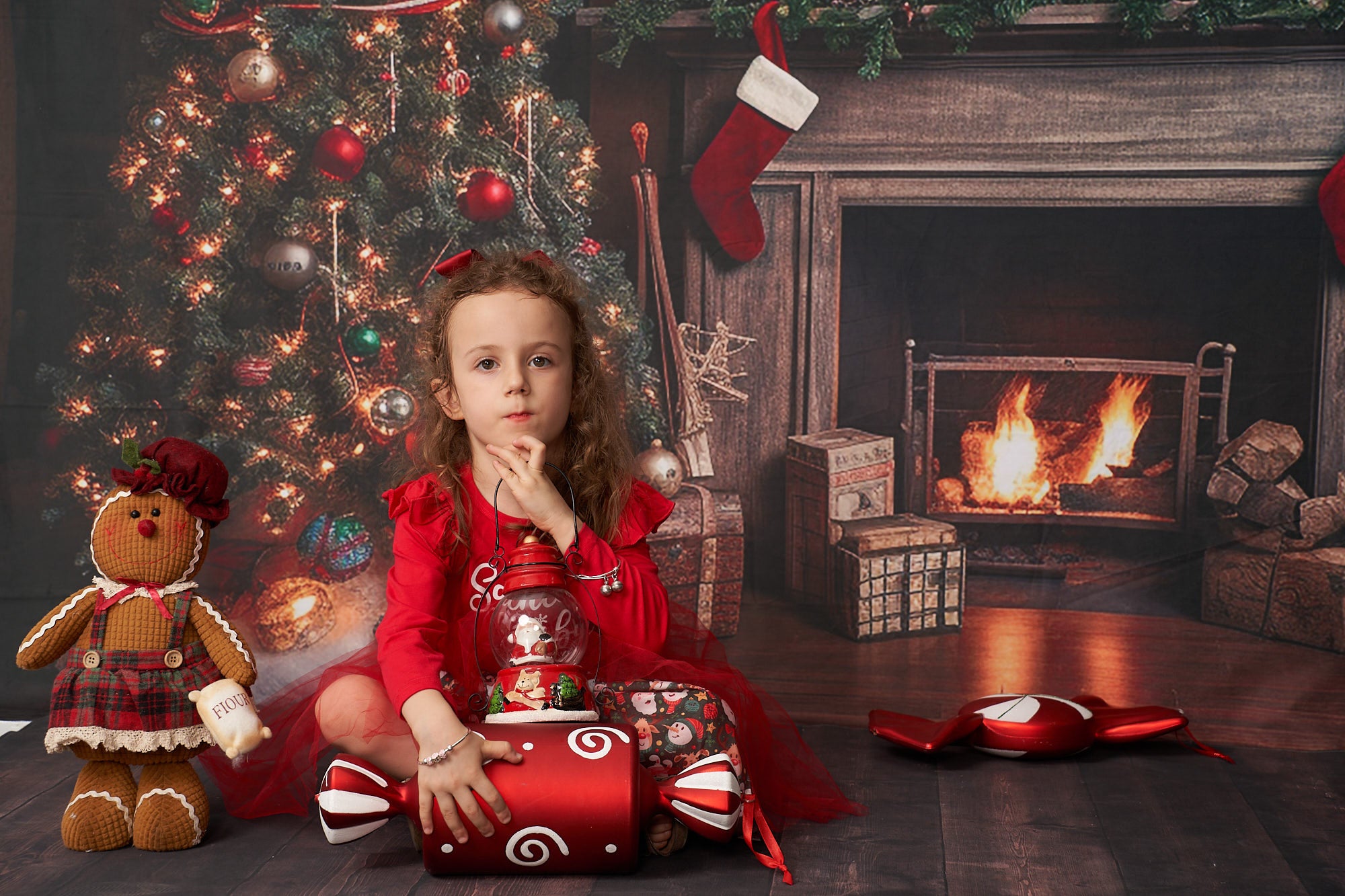 Kate Retro Weihnachten Kamin Santa Warm House Buch Hintergrund für Fotografie - Kate Backdrop.de