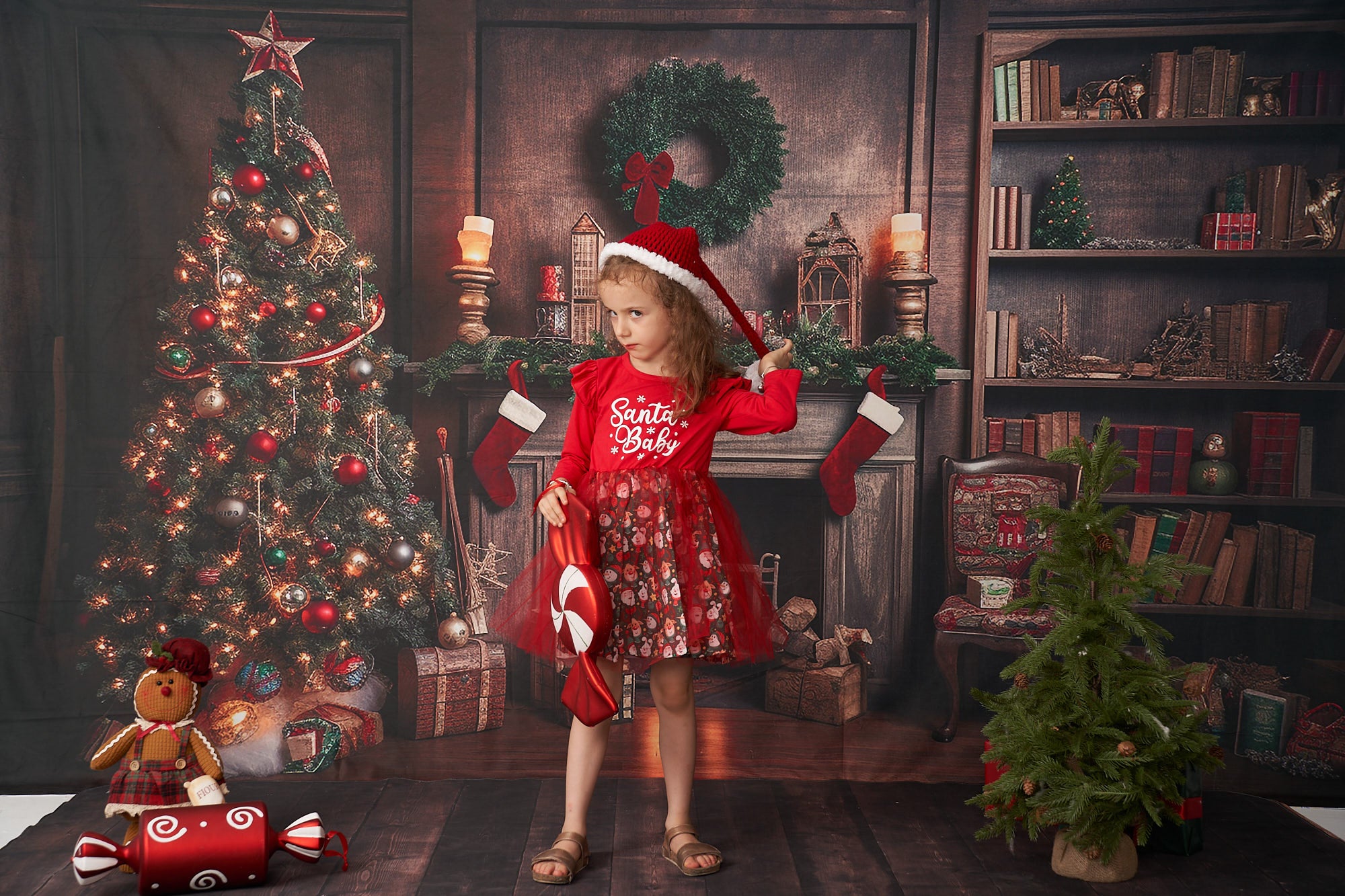 Kate Retro Weihnachten Kamin Santa Warm House Buch Hintergrund für Fotografie - Kate Backdrop.de