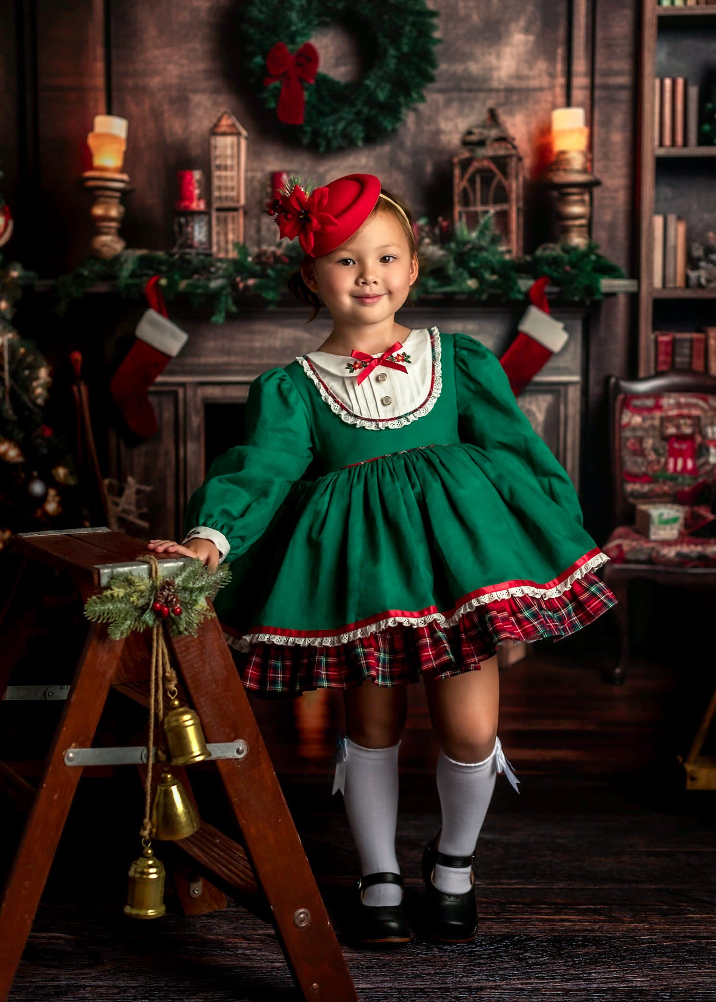 Kate Retro Weihnachten Kamin Santa Warm House Buch Hintergrund für Fotografie - Kate Backdrop.de
