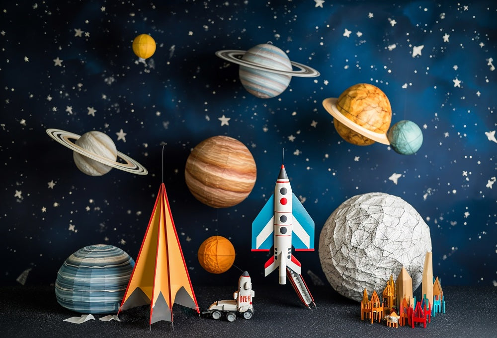 Kate Astronaut Universe Rocket Cake Smash Geburtstag Hintergrund für Fotografie