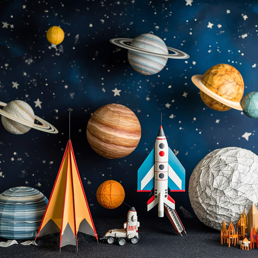 Kate Astronaut Universe Rocket Cake Smash Geburtstag Hintergrund für Fotografie