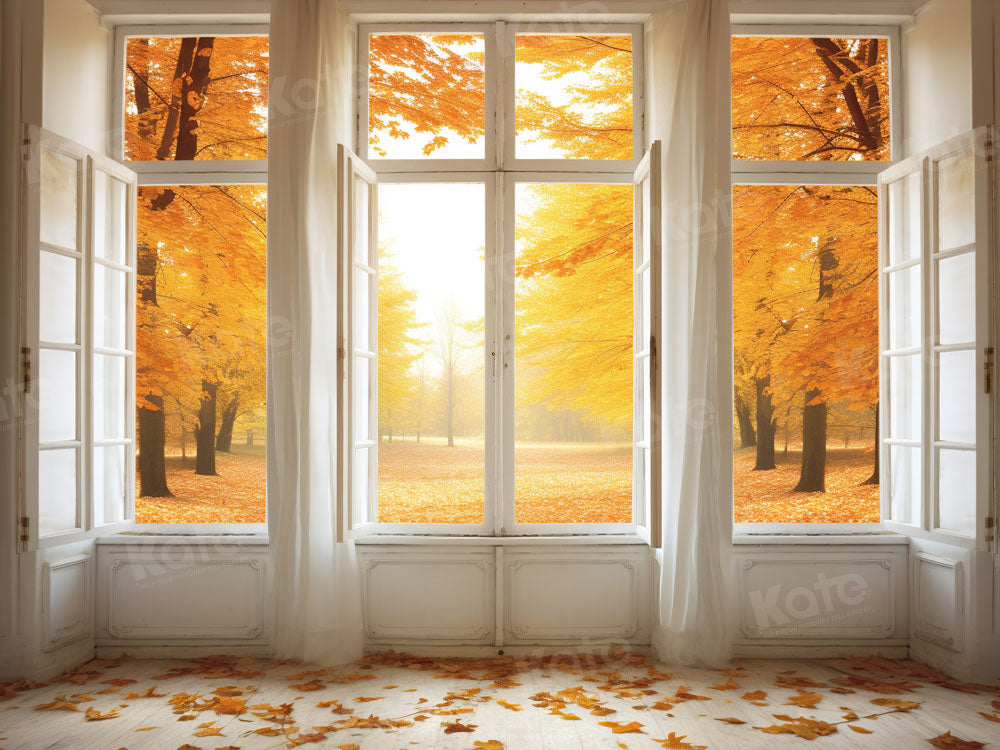 Kate Herbst Fenster Blatt Golden Forest Hintergrund von Chain Photography - Kate Backdrop.de