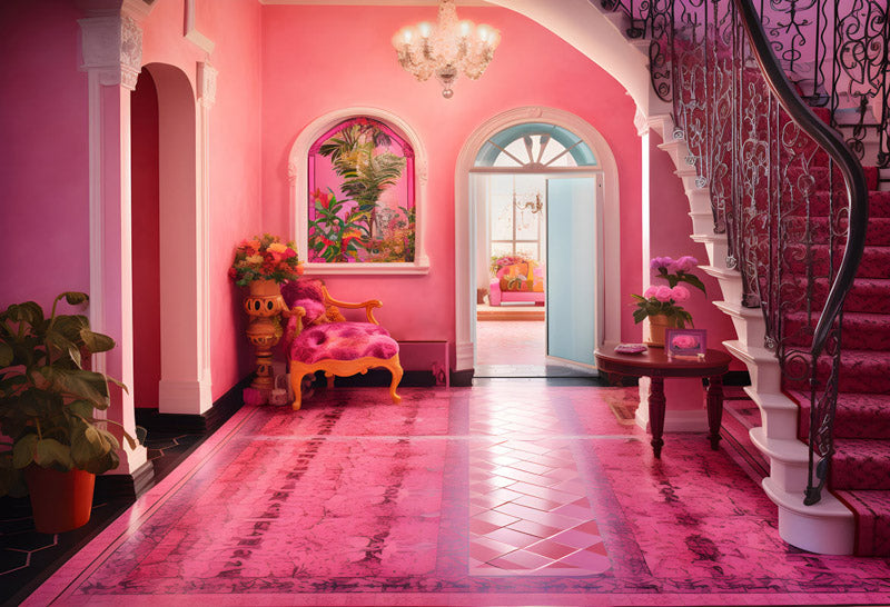 Kate Barbie Haus Treppe Indoor Hintergrund für Fotografie - Kate Backdrop.de