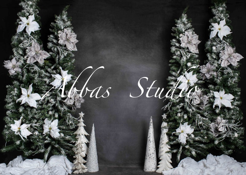 Kate Weihnachten dunkle Wand mit weißem Dekor-Hintergrund von Abbas Studio