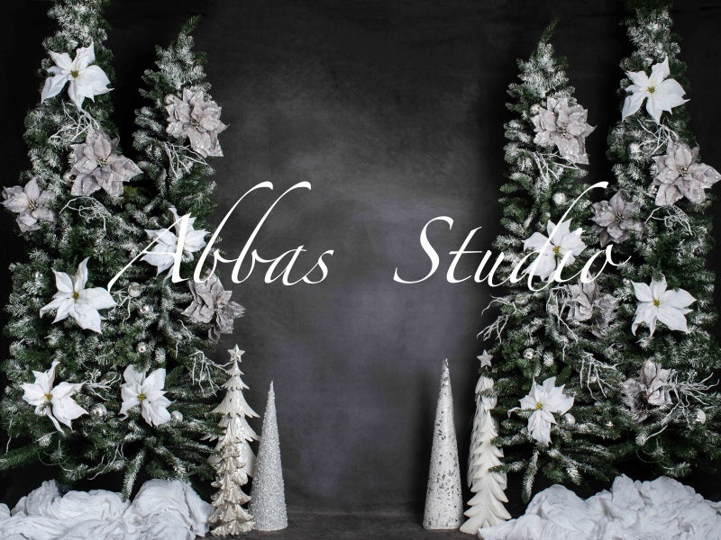Kate Weihnachten dunkle Wand mit weißem Dekor-Hintergrund von Abbas Studio