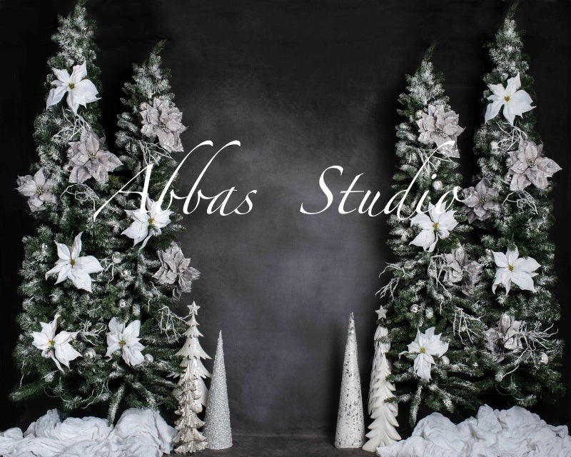 Kate Weihnachten dunkle Wand mit weißem Dekor-Hintergrund von Abbas Studio