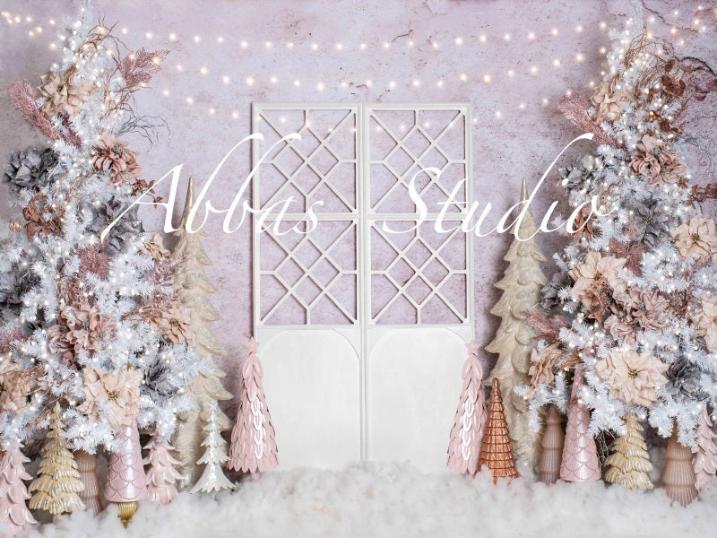 Kate Weihnachten rosa weiß fancy Tür Hintergrund von Abbas Studio - Kate Backdrop.de
