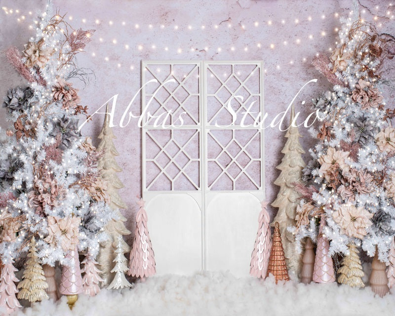 Kate Weihnachten rosa weiß fancy Tür Hintergrund von Abbas Studio - Kate Backdrop.de