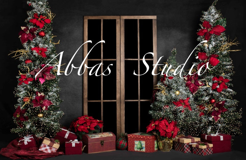 Kate Weihnachten großes Fenster roter Hintergrund von Abbas Studio - Kate Backdrop.de