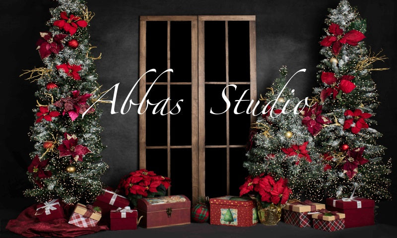 Kate Weihnachten großes Fenster roter Hintergrund von Abbas Studio - Kate Backdrop.de