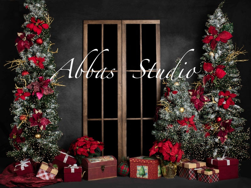 Kate Weihnachten großes Fenster roter Hintergrund von Abbas Studio - Kate Backdrop.de