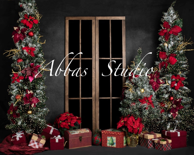 Kate Weihnachten großes Fenster roter Hintergrund von Abbas Studio - Kate Backdrop.de