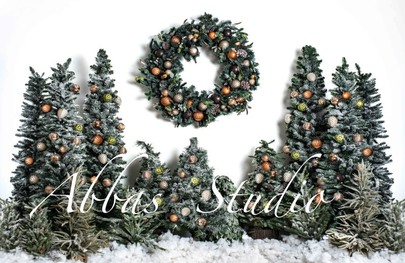 Kate Weihnachtsweißer Wand-Baum-Kranz mit rotem Hintergrund von Abbas Studio - Kate Backdrop.de