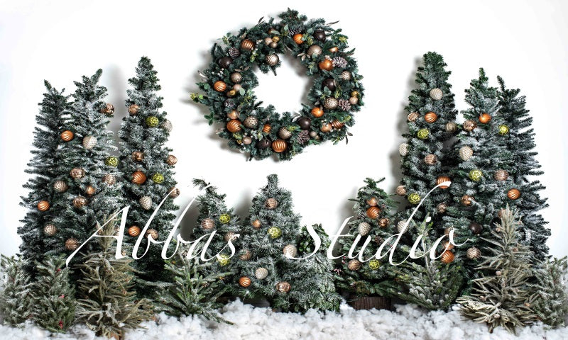 Kate Weihnachtsweißer Wand-Baum-Kranz mit rotem Hintergrund von Abbas Studio - Kate Backdrop.de