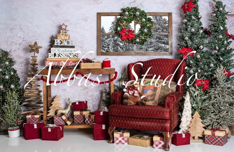 Kate Weihnachten Santa’s Wohnzimmer Stuhl Hintergrund von Abbas Studio - Kate Backdrop.de