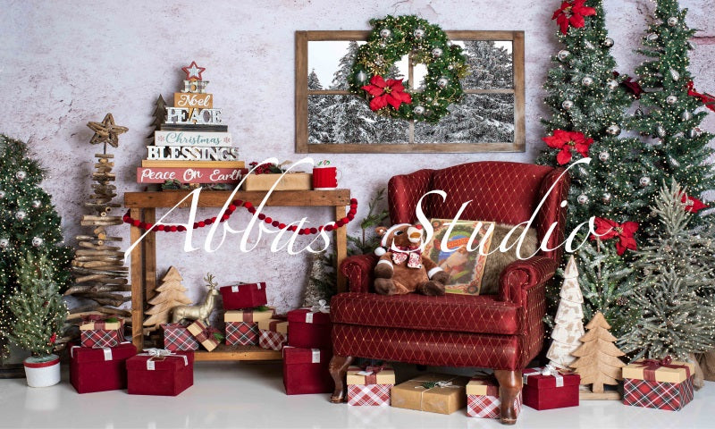 Kate Weihnachten Santa’s Wohnzimmer Stuhl Hintergrund von Abbas Studio - Kate Backdrop.de