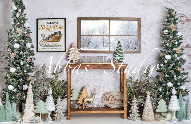 Kate Weihnachten Santa’s White Winter Wohnzimmer Hintergrund von Abbas Studio - Kate Backdrop.de