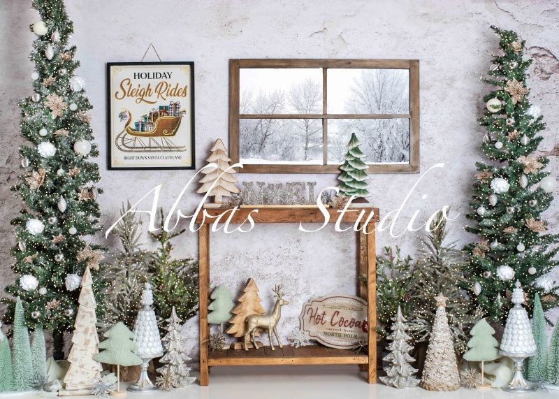 Kate Weihnachten Santa’s White Winter Wohnzimmer Hintergrund von Abbas Studio - Kate Backdrop.de
