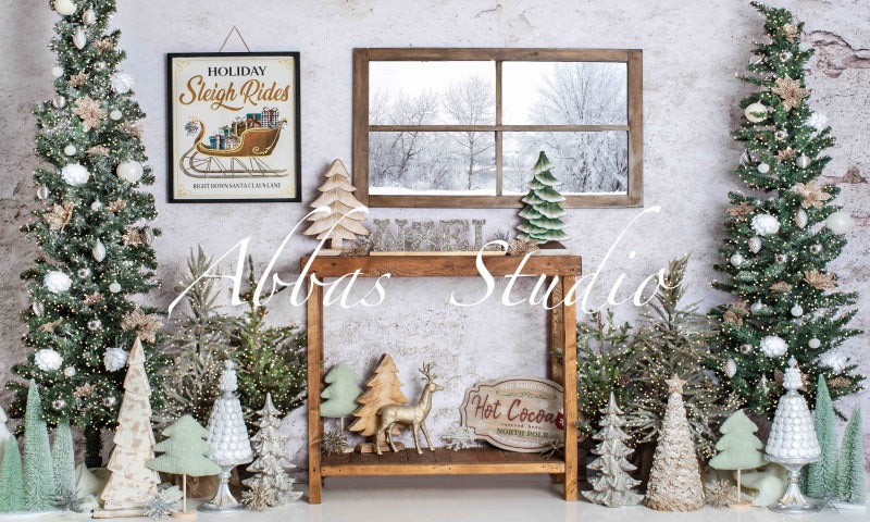 Kate Weihnachten Santa’s White Winter Wohnzimmer Hintergrund von Abbas Studio - Kate Backdrop.de