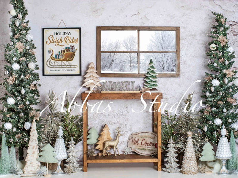 Kate Weihnachten Santa’s White Winter Wohnzimmer Hintergrund von Abbas Studio - Kate Backdrop.de