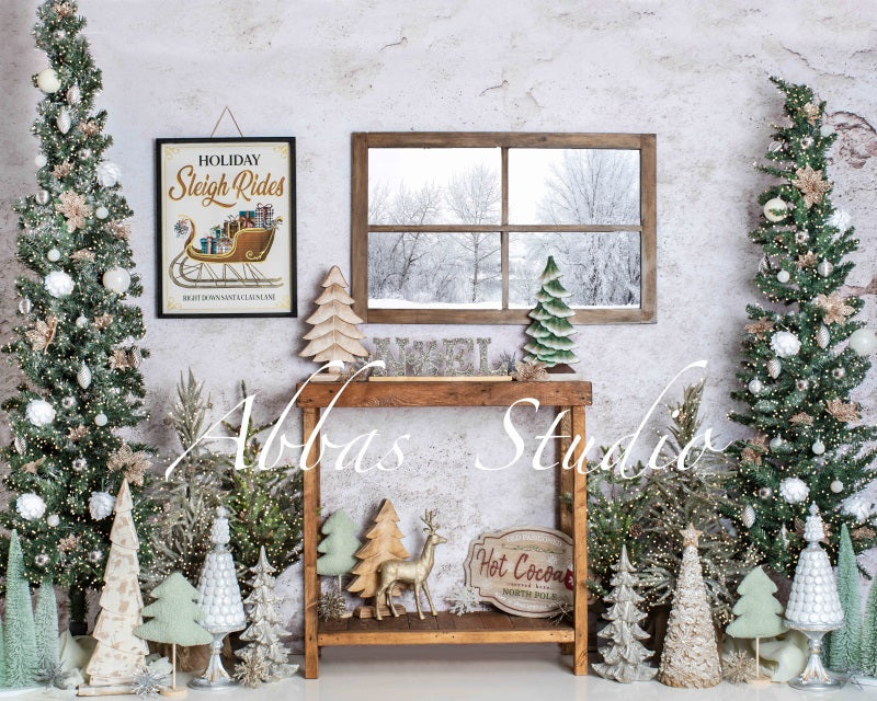 Kate Weihnachten Santa’s White Winter Wohnzimmer Hintergrund von Abbas Studio - Kate Backdrop.de