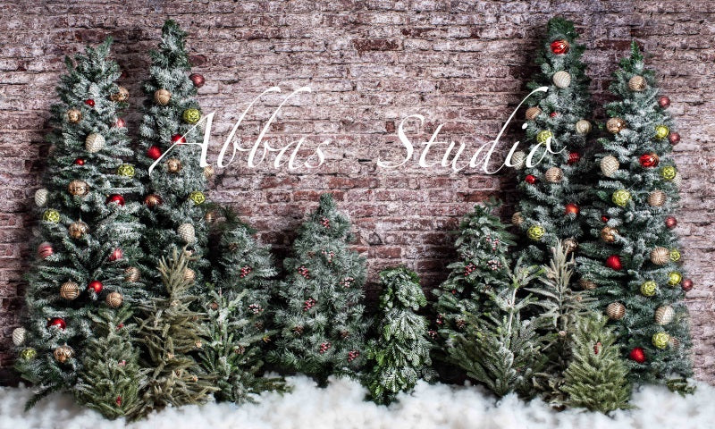 Kate Weihnachten Backsteinmauer Bäume Hintergrund von Abbas Studio - Kate Backdrop.de