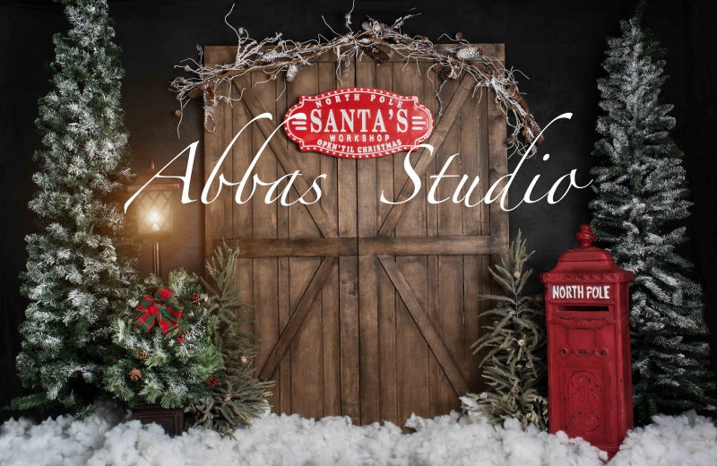 Kate Weihnachten Santa’s Workshop Tür Hintergrund von Abbas Studio - Kate Backdrop.de