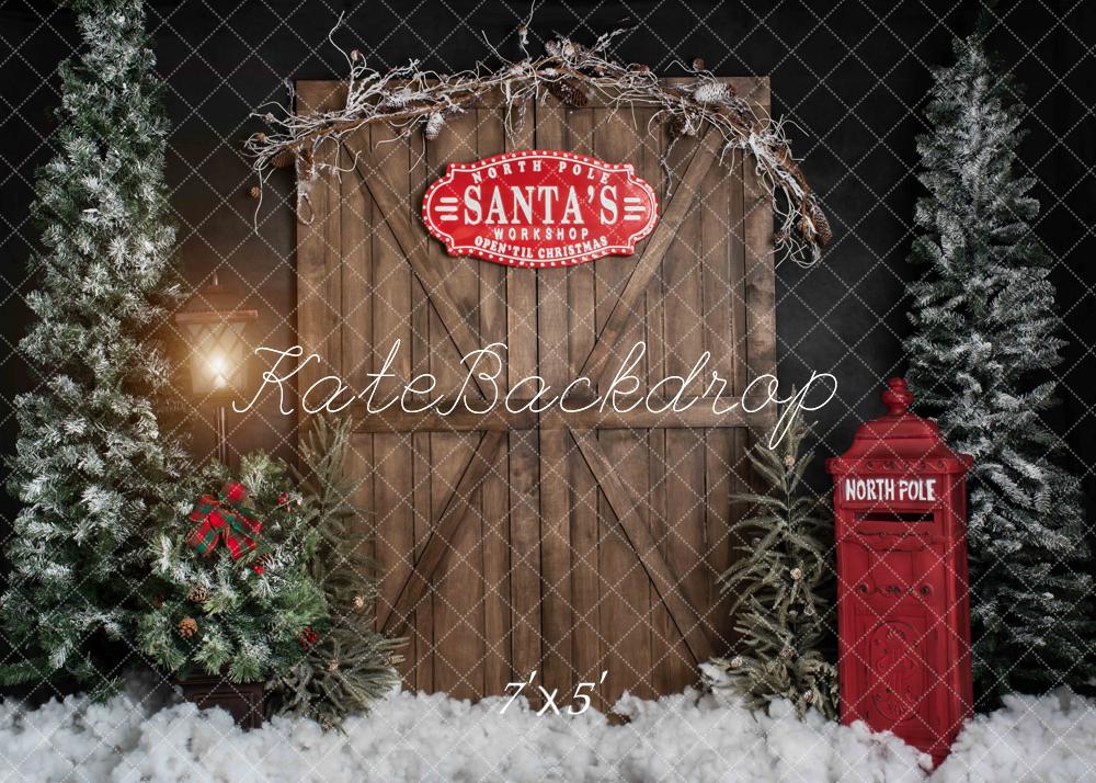Kate Weihnachten Santa’s Workshop Tür Hintergrund von Abbas Studio - Kate Backdrop.de