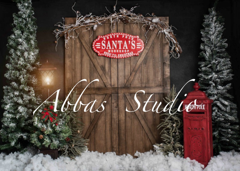 Kate Weihnachten Santa’s Workshop Tür Hintergrund von Abbas Studio - Kate Backdrop.de