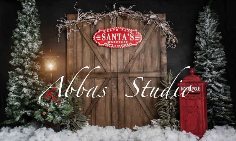 Kate Weihnachten Santa’s Workshop Tür Hintergrund von Abbas Studio - Kate Backdrop.de