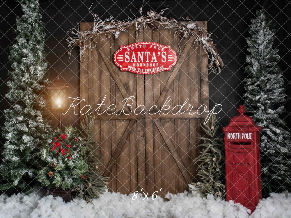 Kate Weihnachten Santa’s Workshop Tür Hintergrund von Abbas Studio - Kate Backdrop.de