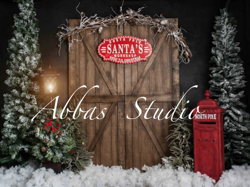 Kate Weihnachten Santa’s Workshop Tür Hintergrund von Abbas Studio - Kate Backdrop.de