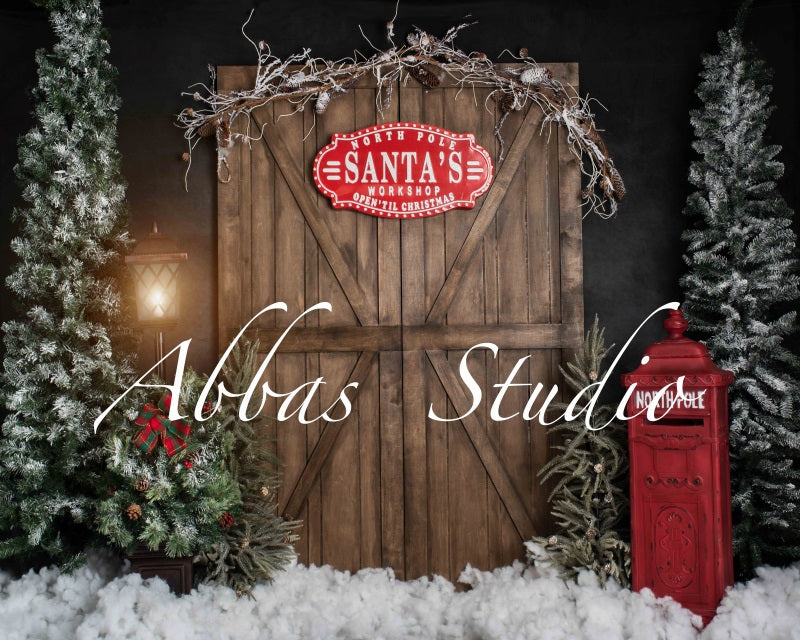 Kate Weihnachten Santa’s Workshop Tür Hintergrund von Abbas Studio - Kate Backdrop.de