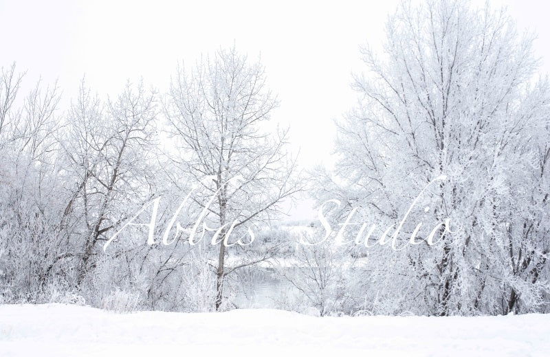 Kate Winter Schnee bedeckt Bäume Hintergrund von Abbas Studio - Kate Backdrop.de