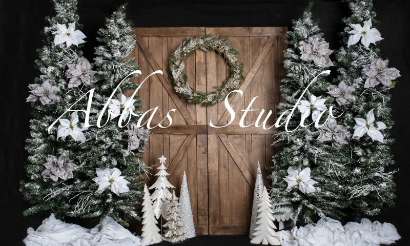 Kate Weiße Weihnachten braun Scheune Tür Hintergrund von Abbas Studio - Kate Backdrop.de