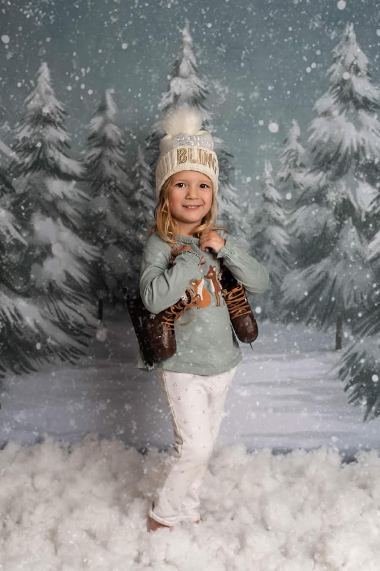 Kate Fine Art Winter Weihnachten im Freien Wald Bäume Hintergrund Winter von GQ - Kate Backdrop.de