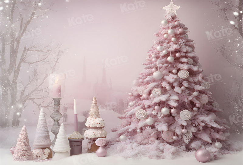 Kate Rosa Weihnachten Süßigkeiten Baum im Freien Hintergrund für die Fotografie - Kate Backdrop.de