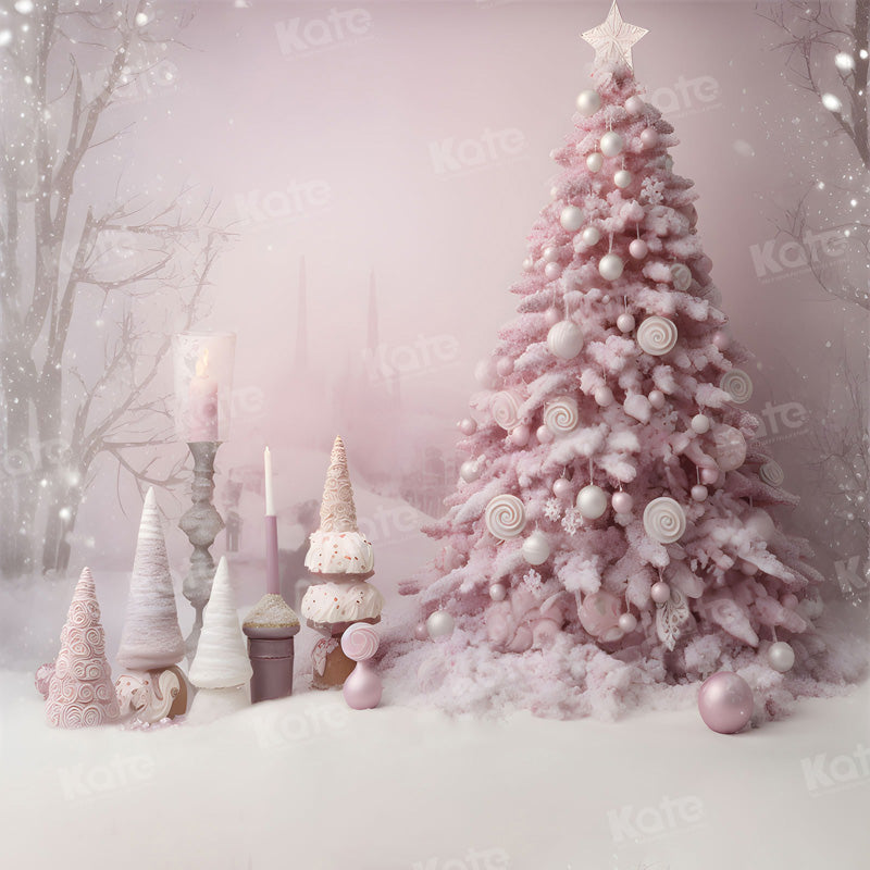 Kate Rosa Weihnachten Süßigkeiten Baum im Freien Hintergrund für die Fotografie - Kate Backdrop.de