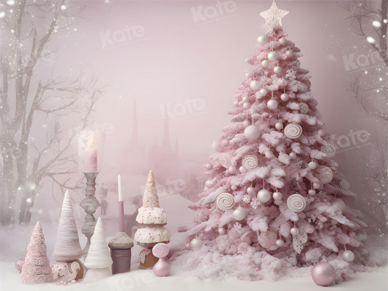 Kate Rosa Weihnachten Süßigkeiten Baum im Freien Hintergrund für die Fotografie - Kate Backdrop.de