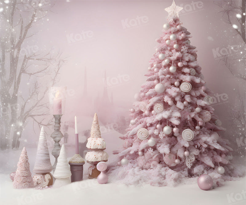 Kate Rosa Weihnachten Süßigkeiten Baum im Freien Hintergrund für die Fotografie - Kate Backdrop.de