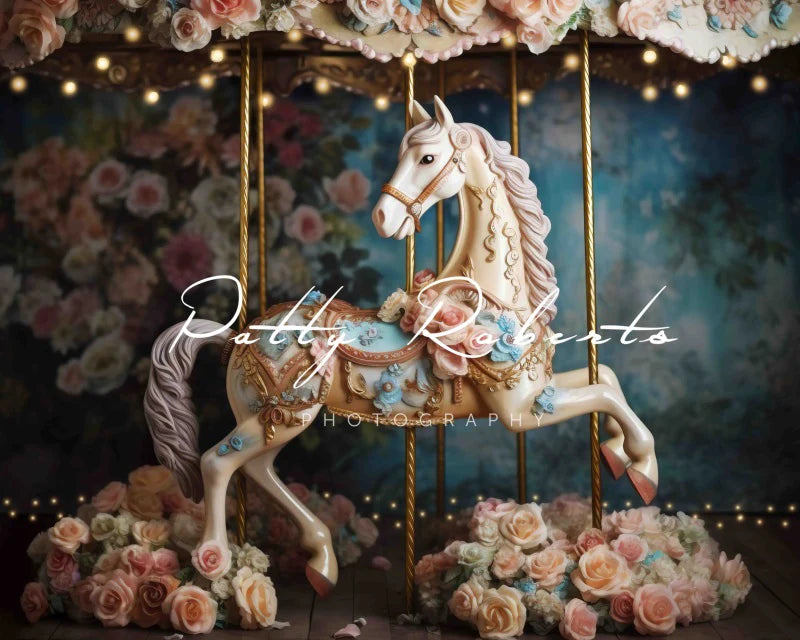 Kate Festlicher Blumen Hintergrund für Pferde von Patty Roberts - Kate Backdrop.de