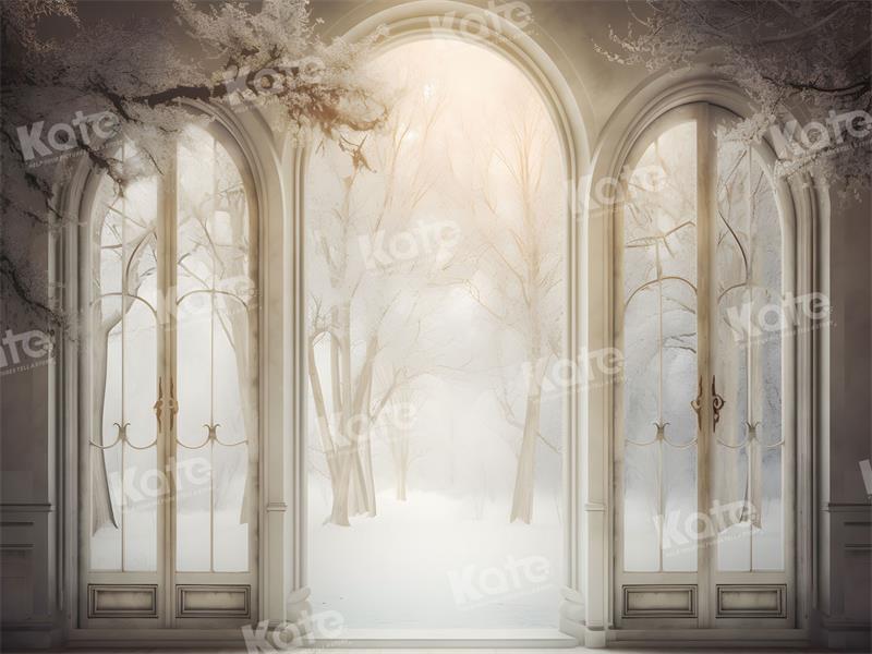 Kate Winter verschneiten Baum Weg Fenster Hintergrund für die Fotografie - Kate Backdrop.de
