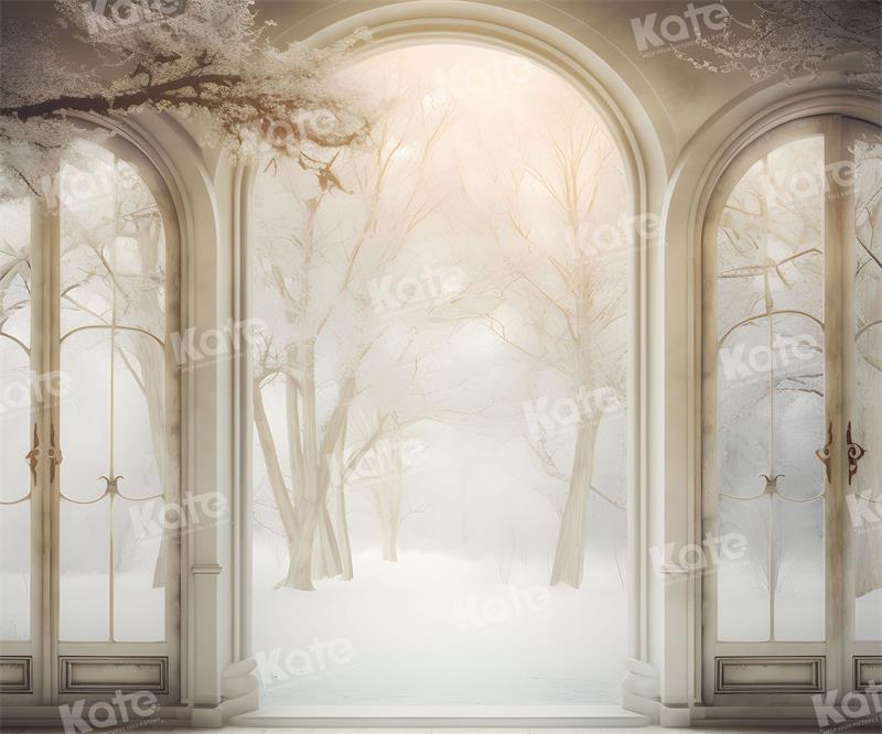 Kate Winter verschneiten Baum Weg Fenster Hintergrund für die Fotografie - Kate Backdrop.de