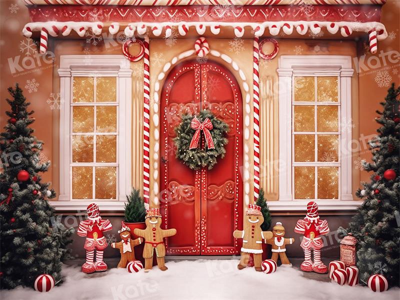 Kate Weihnachten Lebkuchenhaus Outdoor Schnee Hintergrund für Fotografie - Kate Backdrop.de