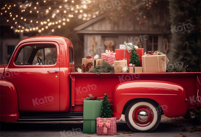 ⚡Blitzangebote #4-Kate Weihnachtsgeschenk Weihnachten in rotem Auto Hintergrund für Fotografie - Kate Backdrop.de