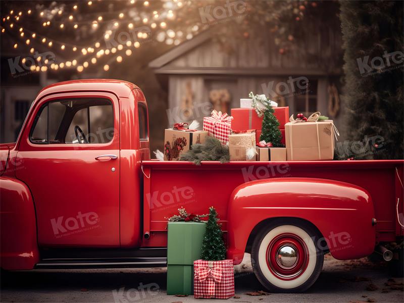 ⚡Blitzangebote #4-Kate Weihnachtsgeschenk Weihnachten in rotem Auto Hintergrund für Fotografie - Kate Backdrop.de