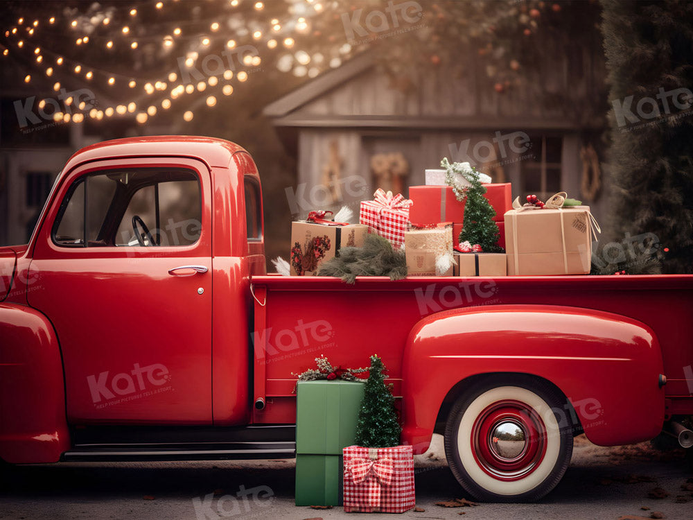 Kate Weihnachtsgeschenk Weihnachten in rotem Auto Hintergrund für Fotografie - Kate Backdrop.de