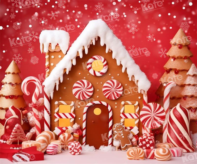 Kate Weihnachten Lebkuchenhaus Süßigkeiten Hintergrund für Fotografie - Kate Backdrop.de