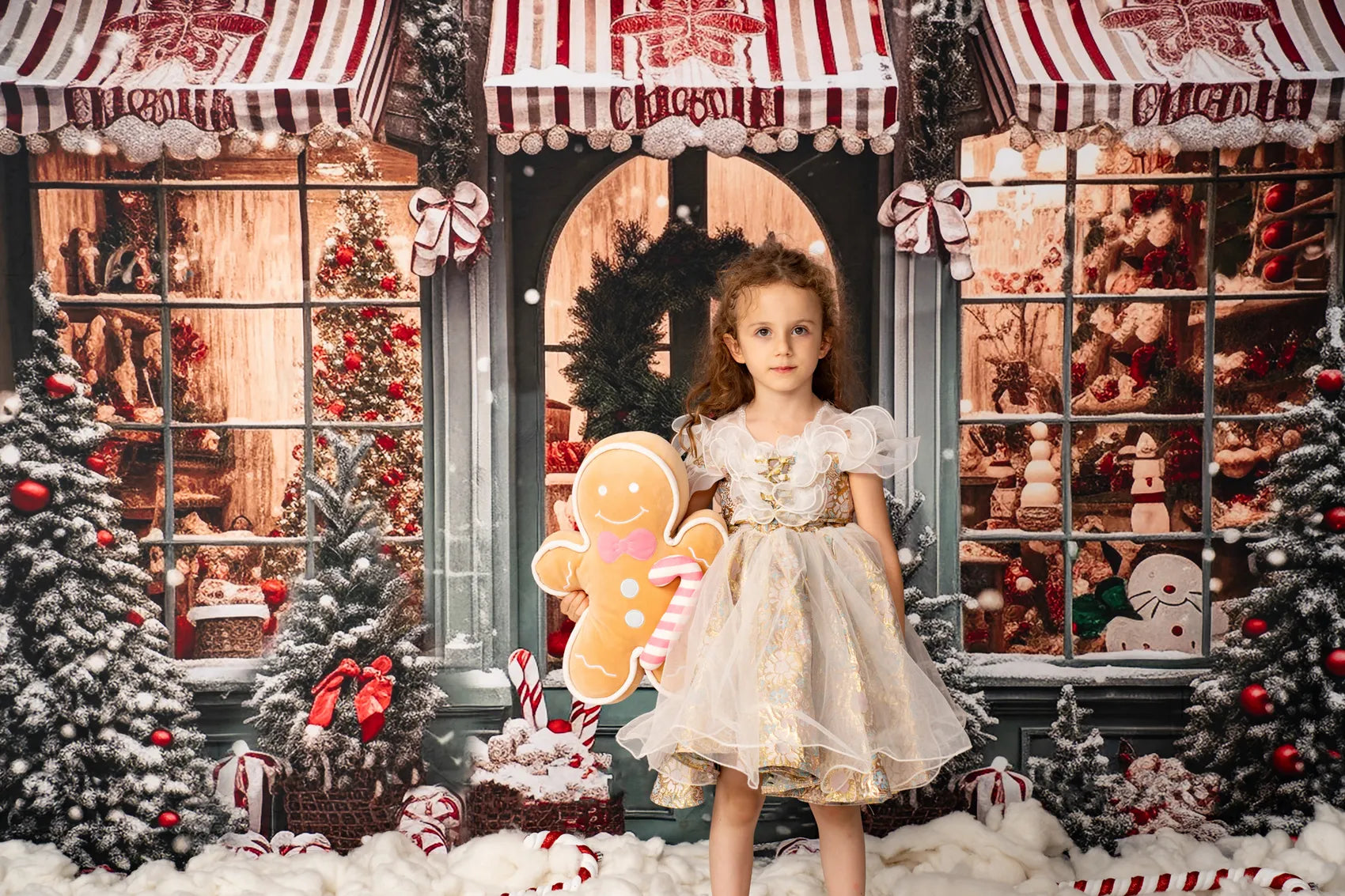 Kate Weihnachtsgeschenkladen im Schnee Fleece Hintergrund - Kate Backdrop.de