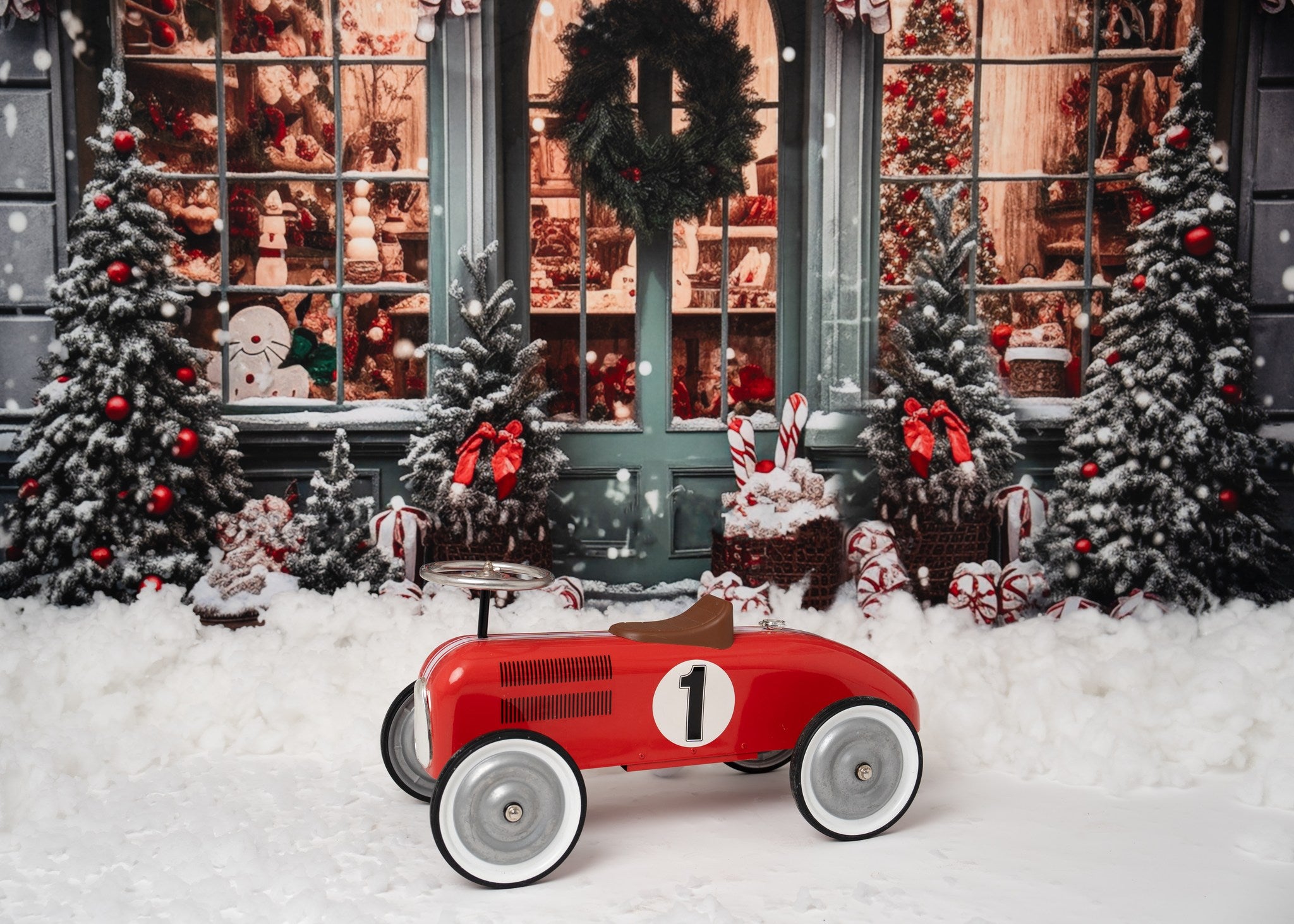 Kate Weihnachten Geschenk-Shop im Schnee Hintergrund für die Fotografie - Kate Backdrop.de